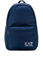 Ea7 Emporio Armani Logo Printed Backpack - Blue