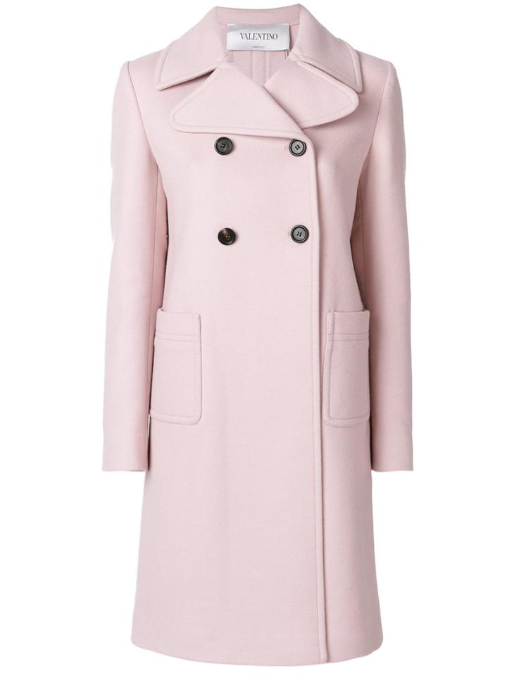 Valentino Classic Double Breasted Coat - Pink & Purple