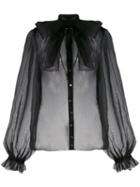 Dolce & Gabbana Lace Up Bow Blouse - Black