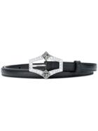 Prada Thin Embellished Buckle Belt - Black
