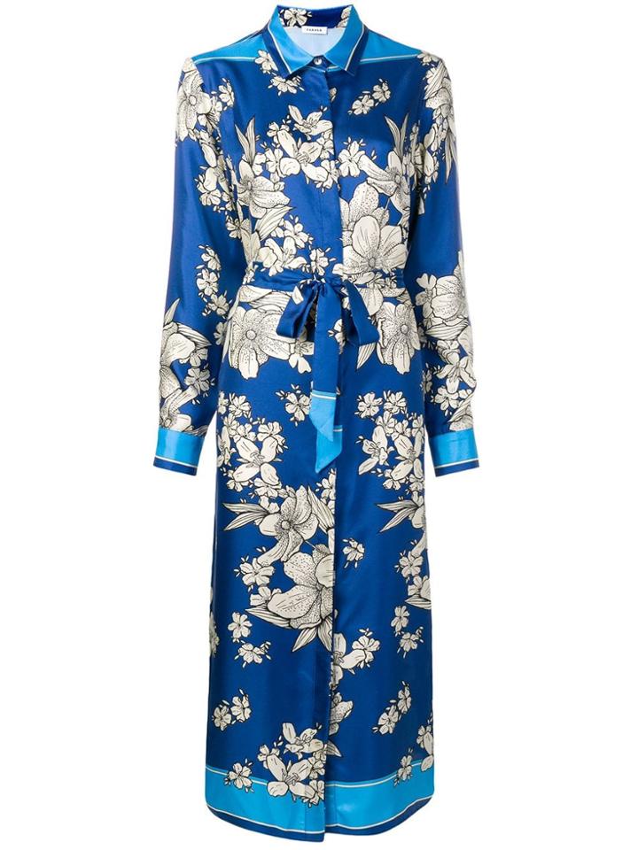 P.a.r.o.s.h. Floral Print Shirt Dress - Blue