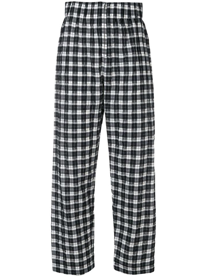 Ganni Check Print Trousers - Black