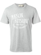 Maison Kitsuné Logo Print T-shirt, Men's, Size: Small, Grey, Cotton