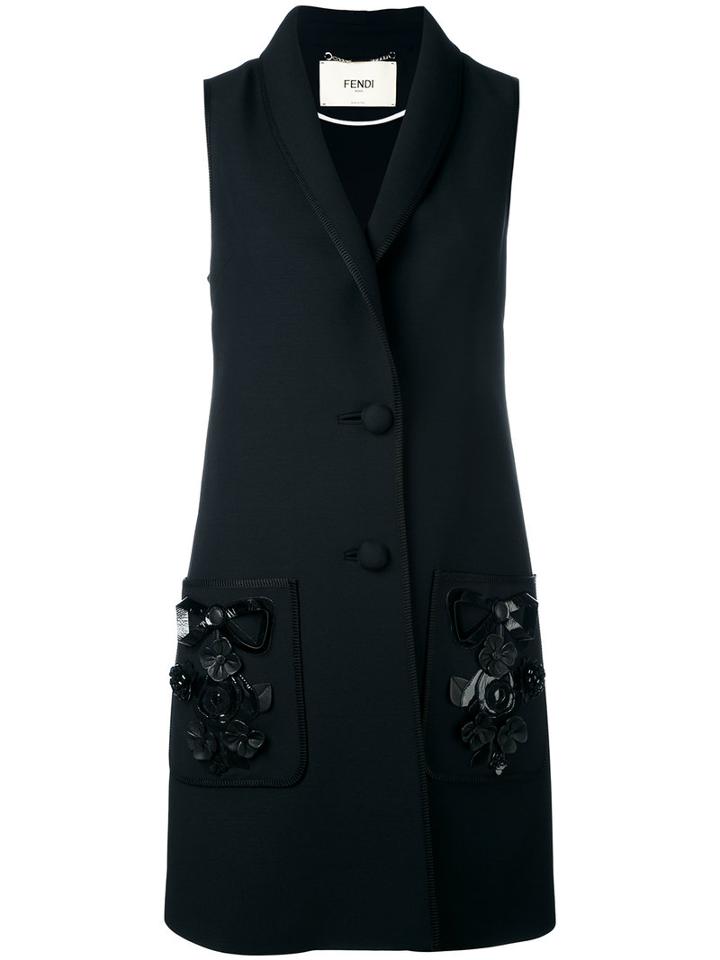 Fendi - Appliquéd Gilet - Women - Silk/polyamide/viscose/wool - 40, Black, Silk/polyamide/viscose/wool