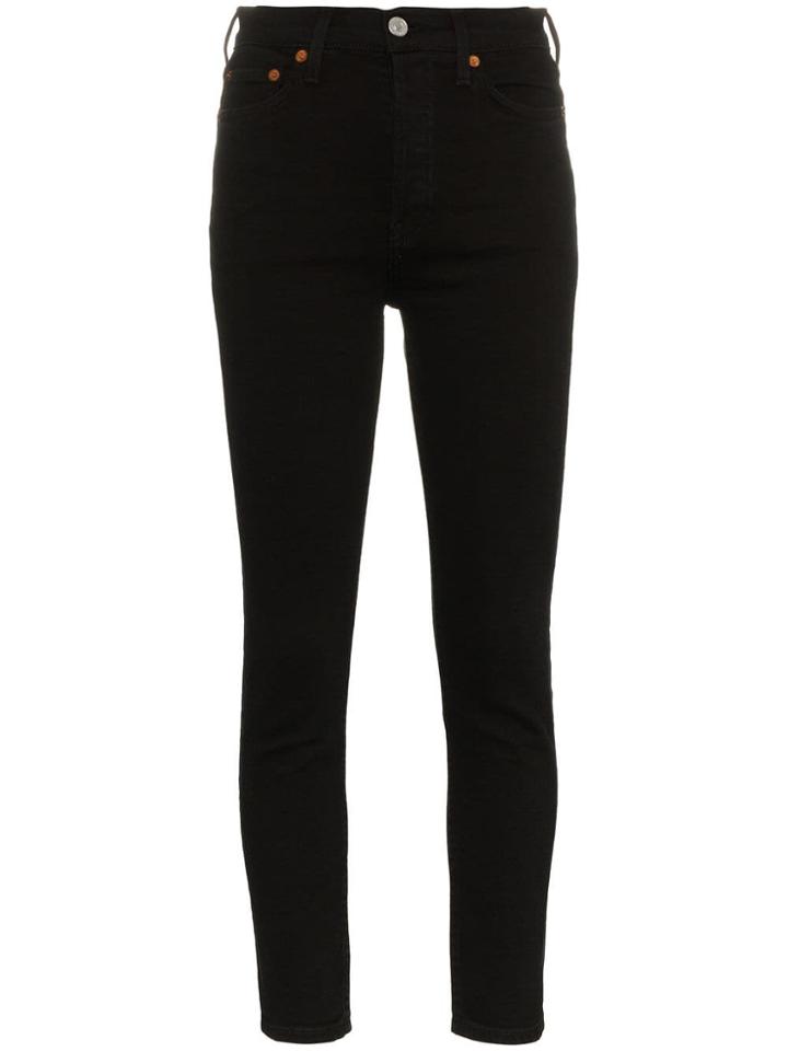 Re/done High Waist Cropped Jeans - Black