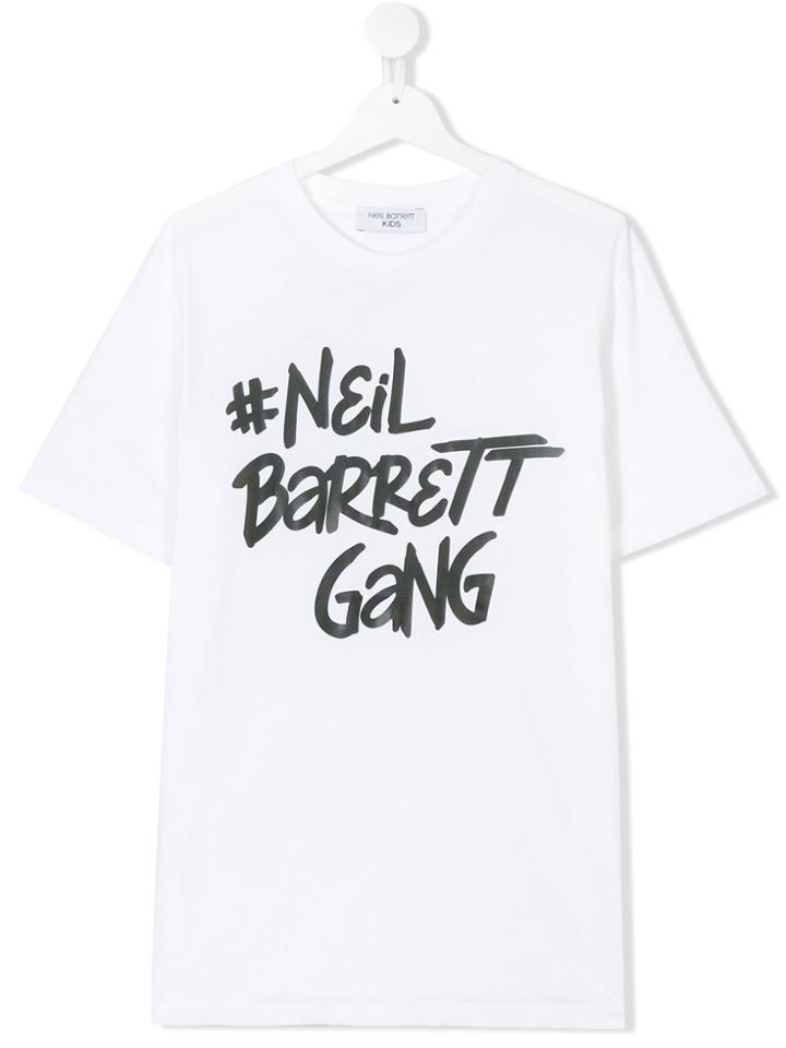 Neil Barrett Kids Teen Logo Print T-shirt - White
