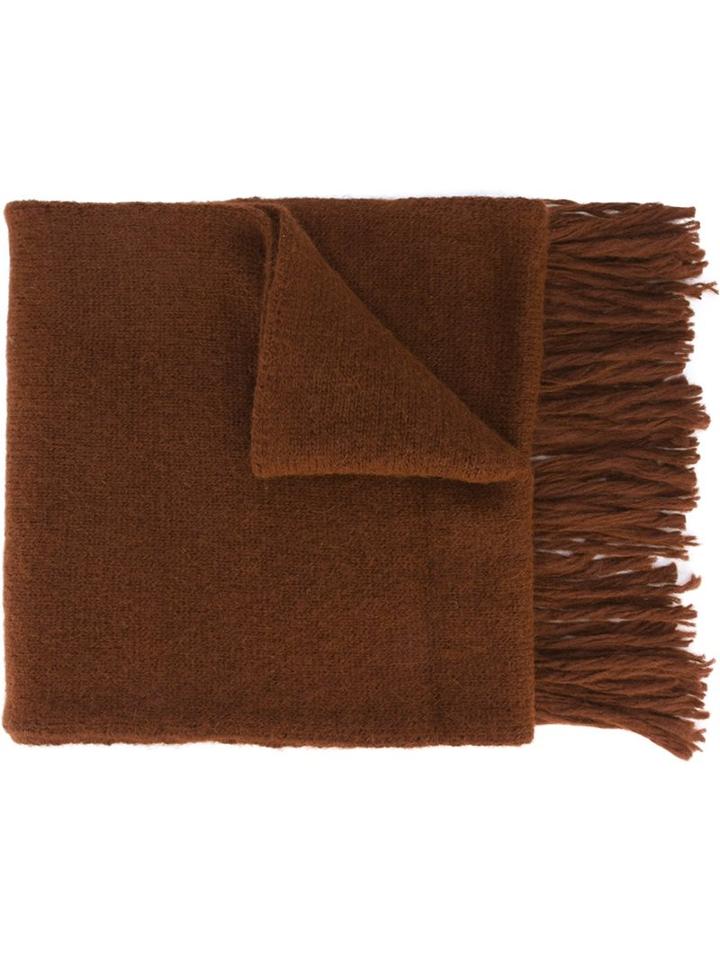 Ami Alexandre Mattiussi Plain Knitted Scarf, Men's, Brown, Nylon/wool/alpaca