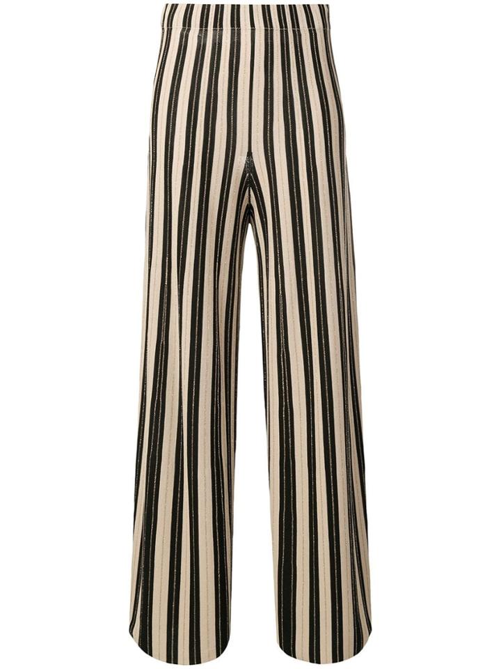 D.exterior Striped Knitted Palazzo Pants - Brown