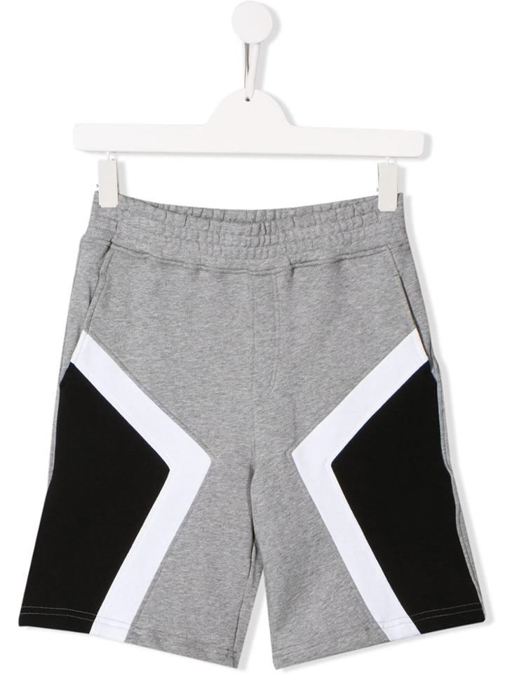 Neil Barrett Kids Teen Geometric Panel Shorts - Grey