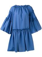 Msgm - Seersucker Layering Dress - Women - Cotton/polyester - 42, Blue, Cotton/polyester
