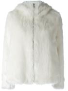 Dondup Faux Fur Zip-up Jacket, Women's, Size: 44, White, Acrylic/modacrylic/polyester