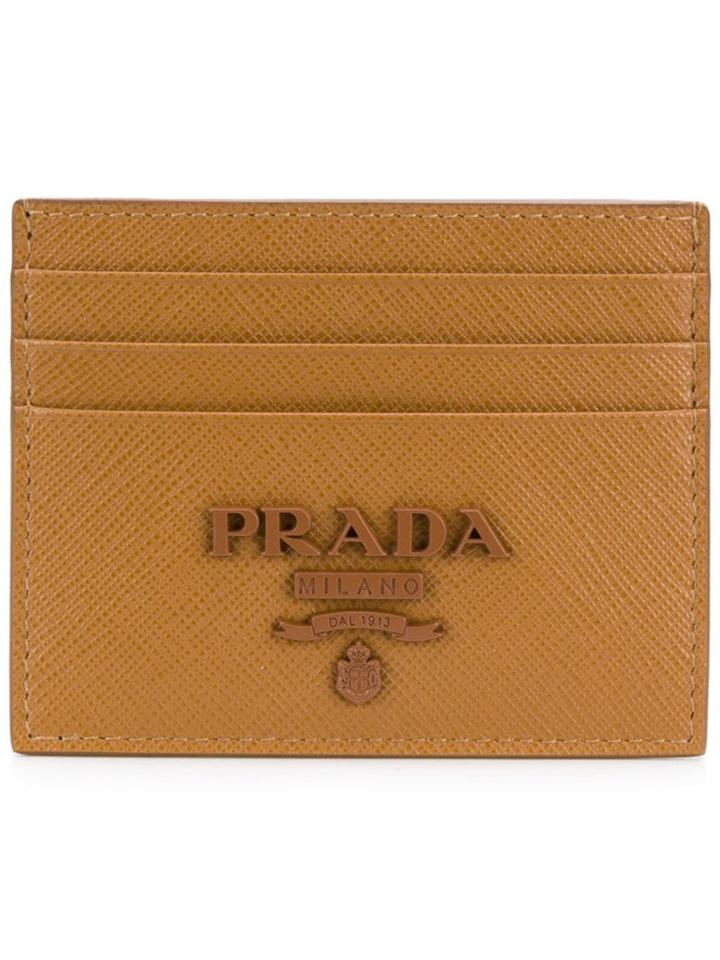 Prada Saffiano Leather Card Case - Neutrals