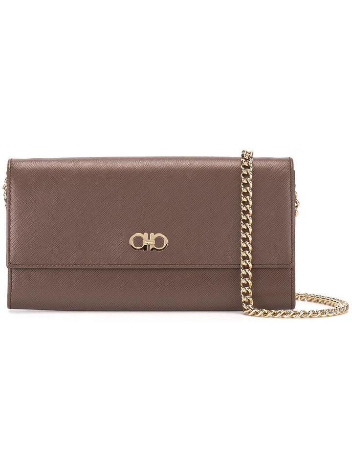 Salvatore Ferragamo Mini Double Gancio Bag, Women's, Brown, Calf Leather
