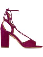 Aquazzura Austin Sandals, Women's, Size: 41, Pink/purple, Leather/suede