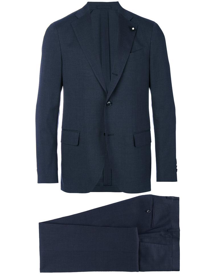 Lardini - Notched Lapel Two-piece Suit - Men - Llama/spandex/elastane/viscose/cotton - 52, Blue, Llama/spandex/elastane/viscose/cotton