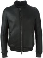 Giorgio Armani Shearling Bomber Jacket, Men's, Size: 54, Black, Lamb Skin/sheep Skin/shearling