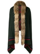 Bazar Deluxe Fur-trimmed Poncho - Green