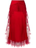 Self-portrait Lace Detail Midi Skirt - Red