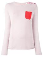 Chinti And Parker Contrast Pocket Jumper, Women's, Size: Small, Pink/purple, Cashmere