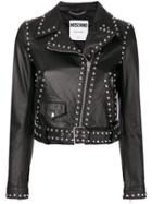 Moschino Studded Pebbled Biker Jacket - Black