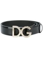 Dolce & Gabbana Logo Buckle Belt, Men's, Size: 95, Black, Leather