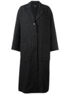 Isabel Marant Mini Check Design Coat, Women's, Size: 40, Black, Virgin Wool/cupro/viscose