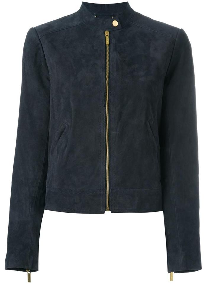 Michael Michael Kors - Zipped Bomber Jacket - Women - Polyester/spandex/elastane/goat Suede - L, Blue, Polyester/spandex/elastane/goat Suede