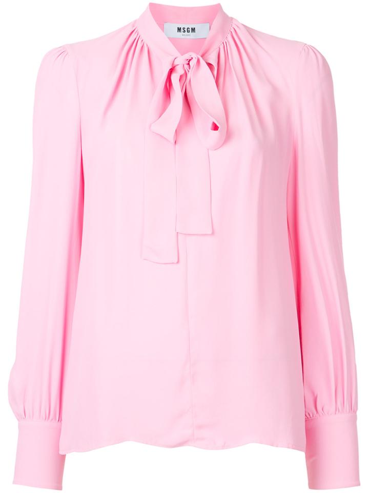Msgm Pussy-bow Blouse - Pink & Purple