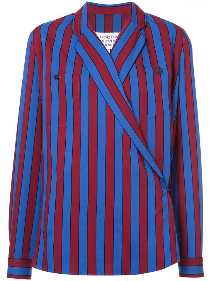 Maison Margiela Striped Wrap Blouse - Blue