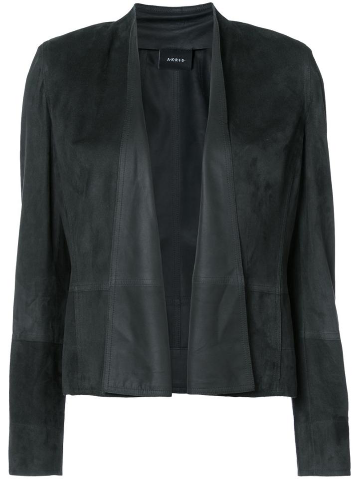 Akris - Boxy Jacket - Women - Goat Suede - 8, Grey, Goat Suede