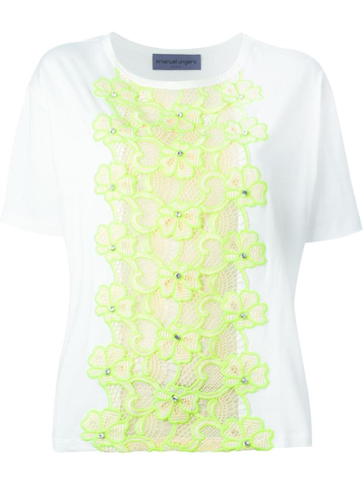 Emanuel Ungaro Flower Embroidery Top - White