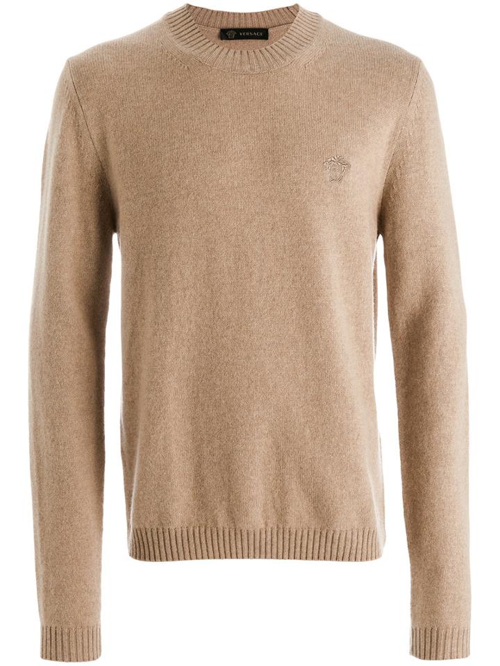 Versace - Medusa Logo Jumper - Men - Wool - 46, Nude/neutrals, Wool