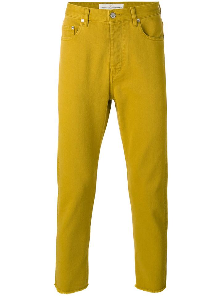 Golden Goose Deluxe Brand Raw Edge Hem Jeans, Men's, Size: 36, Yellow/orange, Cotton