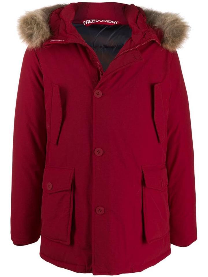 Freedomday Fur Trim Parka - Red