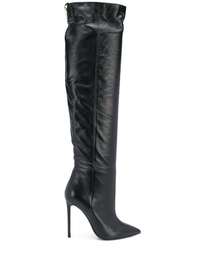 Grey Mer Look Knee Boots - Black