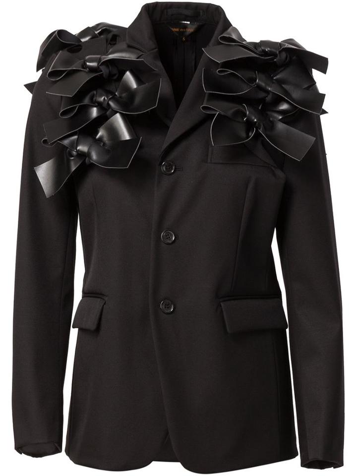 Comme Des Garçons Bow Appliqué Blazer, Women's, Size: Medium, Black, Silk/polyester/wool