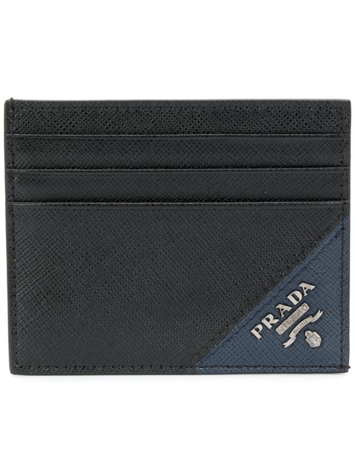 Prada Bicolour Grained Logo Cardholder - Black