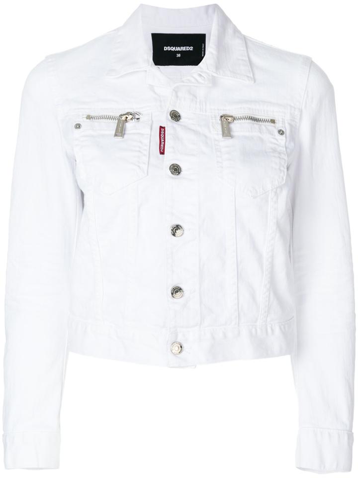 Dsquared2 Zipped Pocket Denim Jacket - White