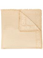 Burberry Fringed Logo Print Scarf - Neutrals
