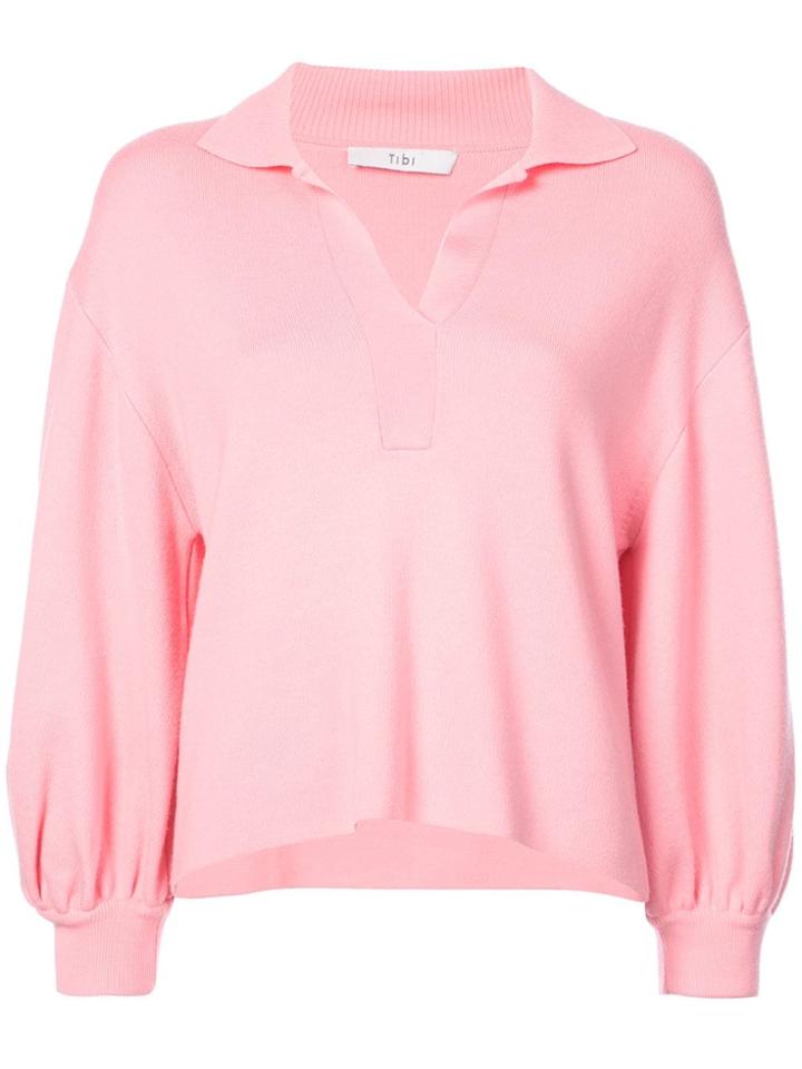 Tibi Polo Neck Knitted Sweater - Pink & Purple