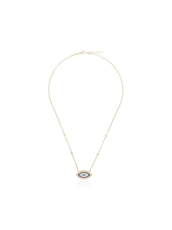 Jacquie Aiche 14kt Gold, Diamond And Turquoise Evil Eye Necklace -