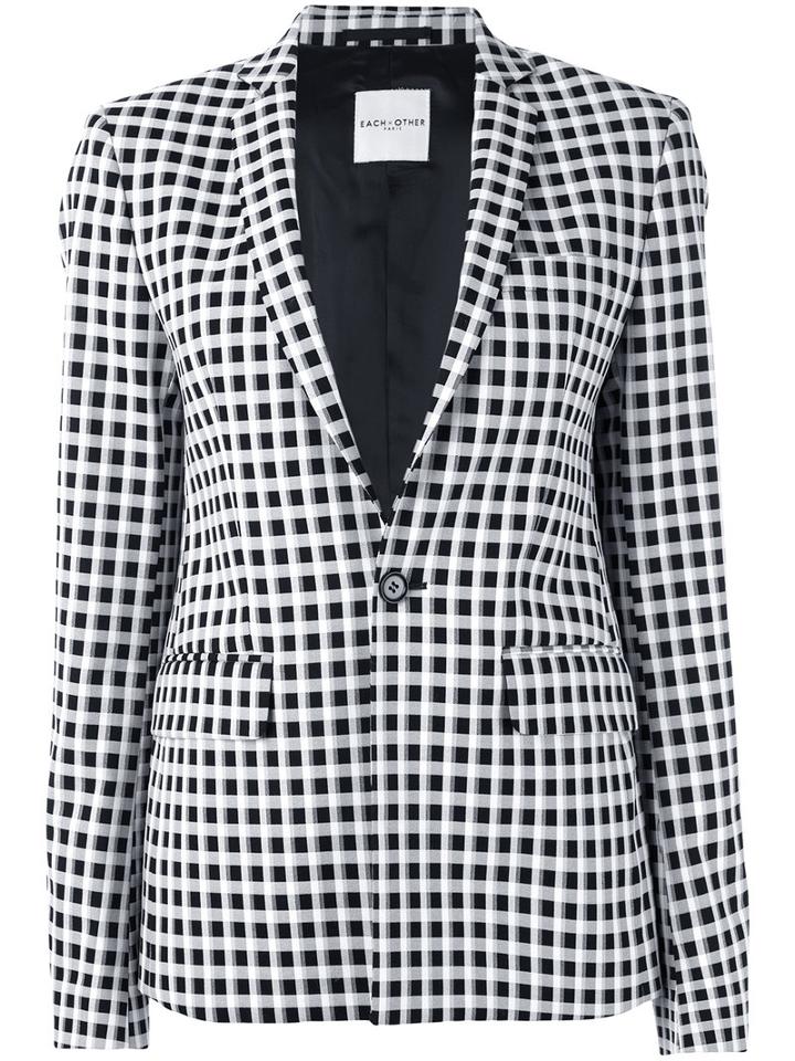 Each X Other - Check-print Blazer - Women - Cotton/polyamide/spandex/elastane - M, Black, Cotton/polyamide/spandex/elastane