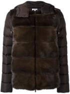 P.a.r.o.s.h. Zipped Hooded Jacket, Women's, Brown, Feather Down/mink Fur/polyamide/polyester