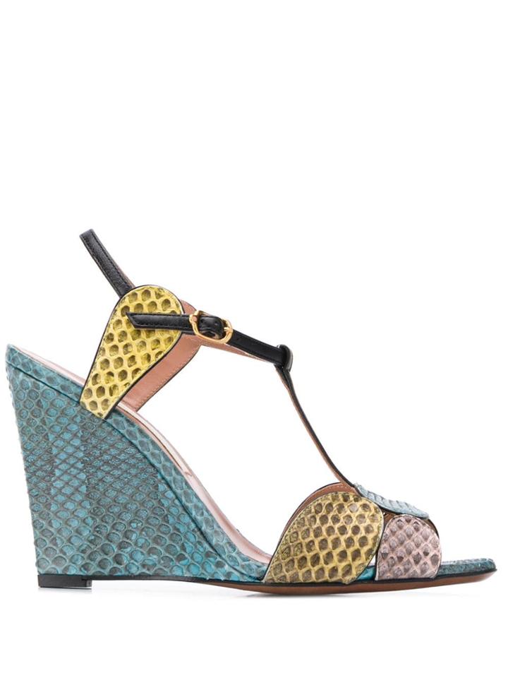 L'autre Chose Snakeskin Effect Sandals - Blue