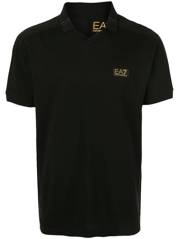 Ea7 Emporio Armani Logo Printed Polo Shirt - Black
