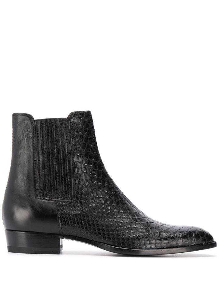 Saint Laurent Wyatt 30mm Ankle Boots - Black