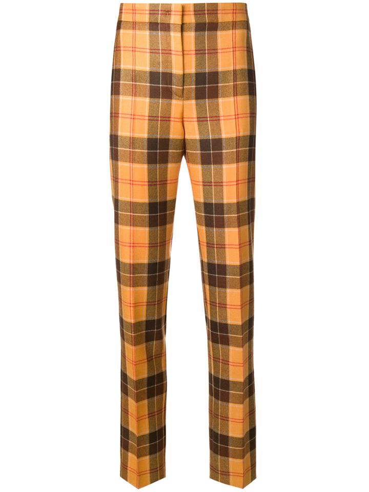 Alberta Ferretti Tailored Tartan Trousers - Yellow & Orange