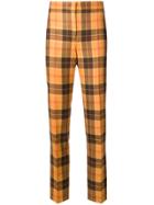 Alberta Ferretti Tailored Tartan Trousers - Yellow & Orange
