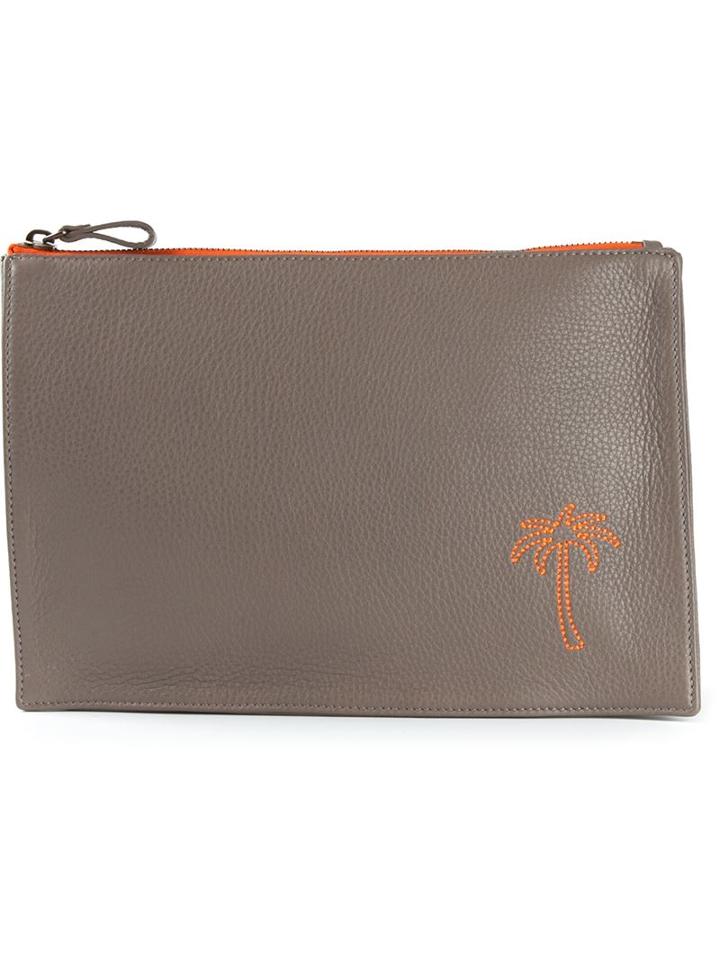 Tomas Maier 'portatutto' Palm Tree Clutch, Women's, Grey