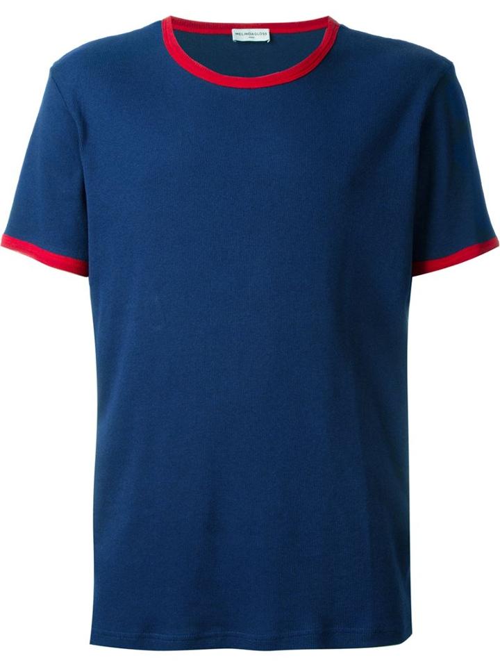 Melindagloss Fine Ribbed T-shirt, Men's, Size: L, Blue, Cotton